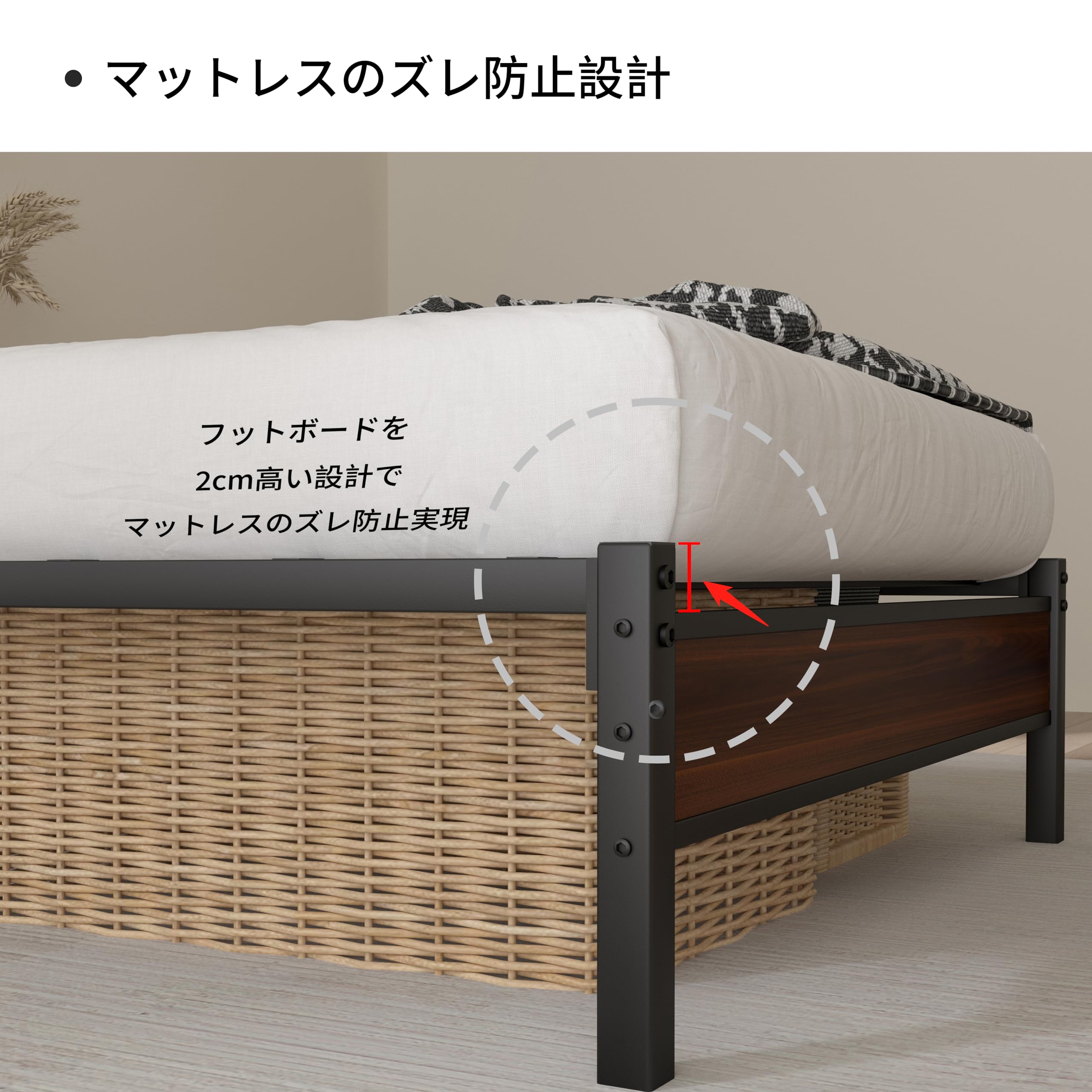 Amazon｜LunarLight スチールパイプベッド ベッドフレーム 幅97.5